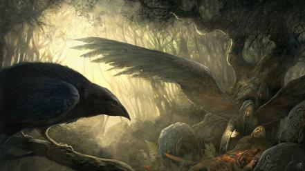 Art goddess ravens celtic mythology badb catha wallpaper