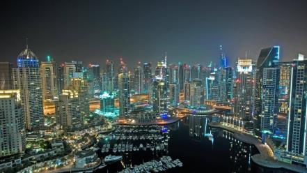 Cityscapes dubai skyscrapers city lights marina wallpaper