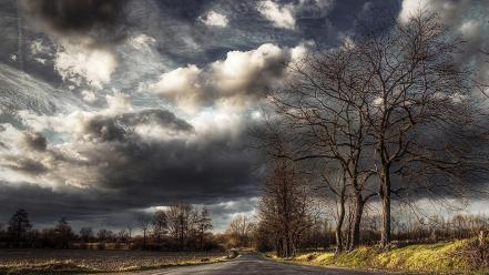 Clouds landscapes nature roads wallpaper