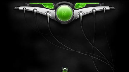 Green abstract graphic art wires wallpaper