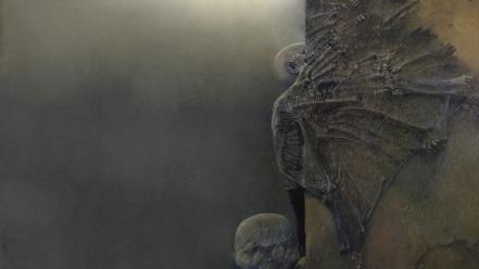 Horror creepy paintings skeletons artwork zdzislaw beksinski wallpaper