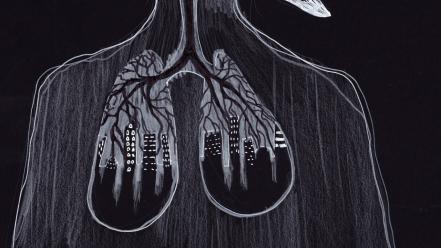 Illustrations artwork lungs surreal art wallpaper