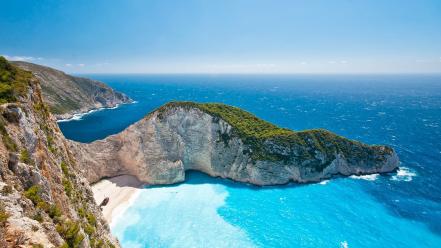 Landscapes cliffs greece zakynthos sea wallpaper