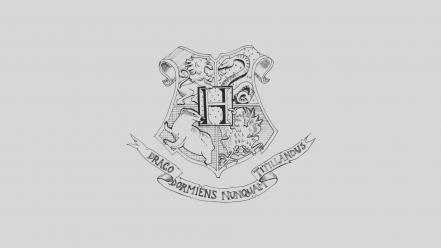 Minimalistic harry potter grayscale crests white background mascot wallpaper