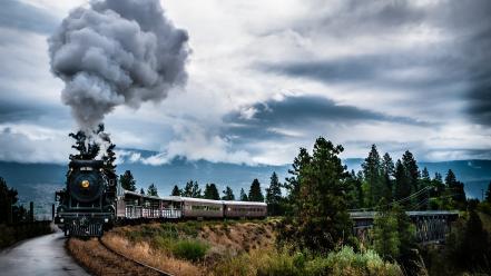 Steam landscapes smoke canada british columbia train wallpaper