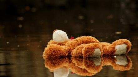 Water toys (children) stuffed animals teddy bears reflections wallpaper