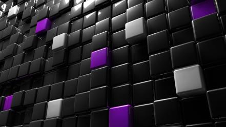 Abstract black shiny cubes digital art wallpaper