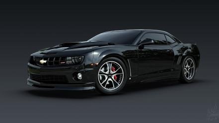 Black cars chevrolet tuning rendering camaro evil wallpaper