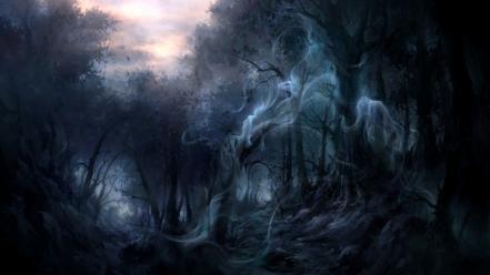 Dark forest enchanted ghost wallpaper