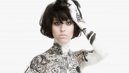 Gray eyes pale skin kimbra johnson bodypainting wallpaper