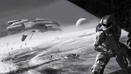 Halo master chief grayscale wallpaper