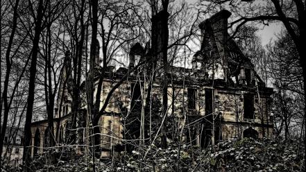 Landscapes trees forest houses france abandoned james lapett wallpaper