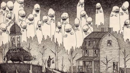 Monochrome artwork drawings traditional art john kenn wallpaper