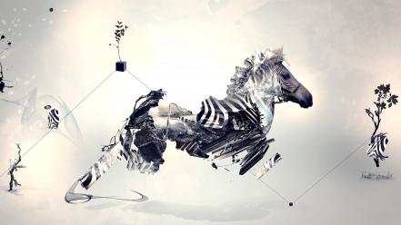 Surreal zebras creative wallpaper