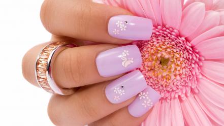 Flowers pink fingers nails wallpaper