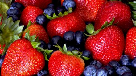 Fruits strawberries blueberries wallpaper
