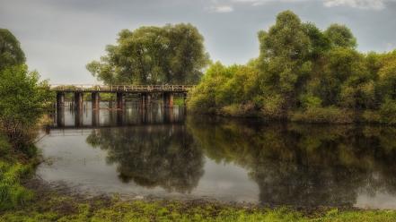 Green landscapes nature trees gray reservoir parks wallpaper