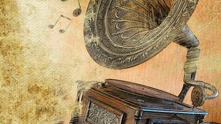 Music vintage gramophone notes wallpaper