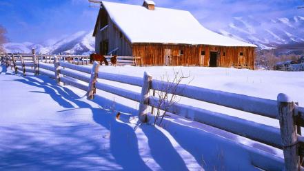 Nature winter snow farm wallpaper