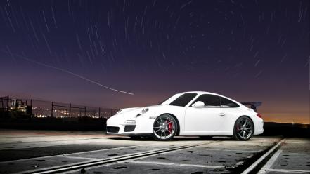 Night white porsche wallpaper