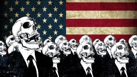 Skulls suit grunge artwork american flag alex cherry wallpaper