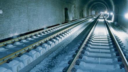 Trains subway underground tunnels tracks wallpaper