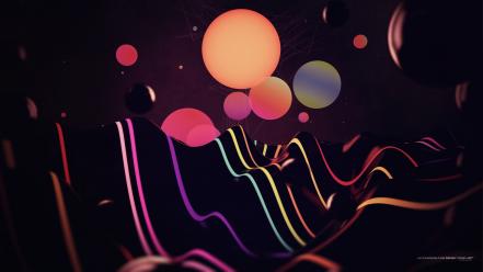 Abstract dark multicolor circles balls shapes geometry wallpaper