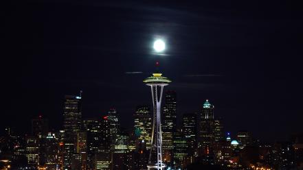 Cityscapes night architecture seattle wallpaper