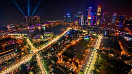 Cityscapes singapore city skyline night race wallpaper