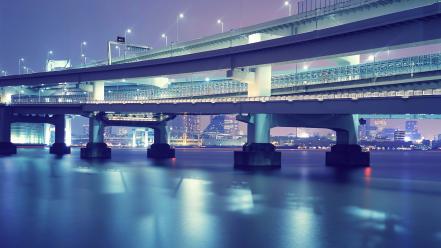 Japan tokyo cityscapes city lights rainbow bridge wallpaper