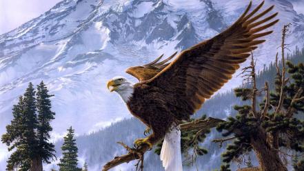 Mountains birds eagles wallpaper