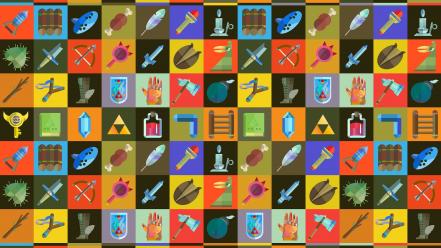 Objects boomerang squares potion swords retro symbols wallpaper