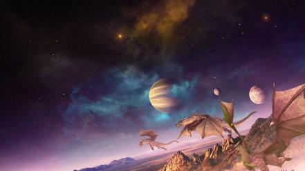 Outer space fantasy art digital wallpaper
