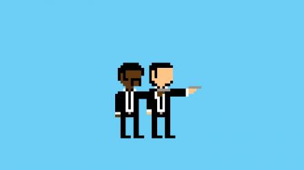 Pulp fiction pixel art blue background wallpaper