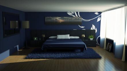 Room interior furniture bedroom design wallpaper