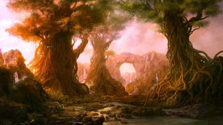Trees fantasy art wallpaper
