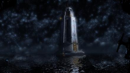 Water ocean stars lighthouses bioshock infinite reflections wallpaper
