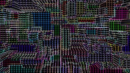 Abstract lights grid colors cities ulyseto seizure neon wallpaper