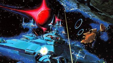 Planets spaceships battles science fiction artwork gradius wallpaper