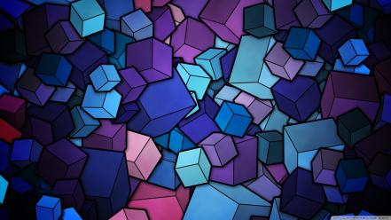 Abstract blue cubes artwork wallpaper