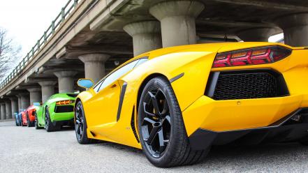 Green blue red supercars lamborghini aventador yellow cars wallpaper