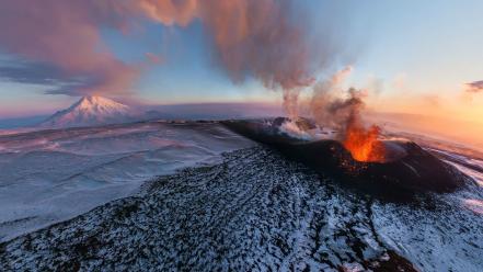 Ice clouds landscapes nature volcanoes eruption ashes skies wallpaper