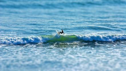 Ocean surfing tilt-shift sea wallpaper