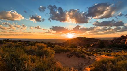 Sunset clouds landscapes nature desert geology wallpaper