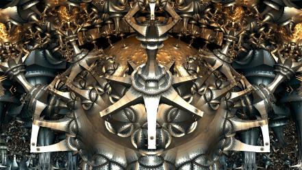Abstract fractals mechanical digital art wallpaper