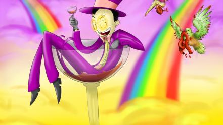 Glass wine rainbows superjail birds the warden wallpaper