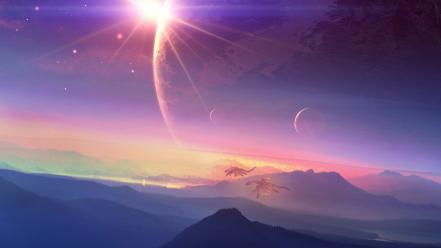 Planets digital art science fiction wallpaper