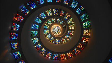 Spiral stained glass wallpaper