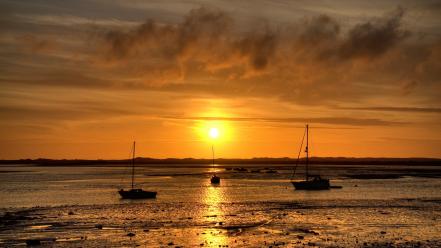 Sunrise clouds landscapes nature ships reflections wallpaper