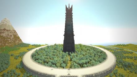 The lord of rings minecraft orthanc isengard wallpaper